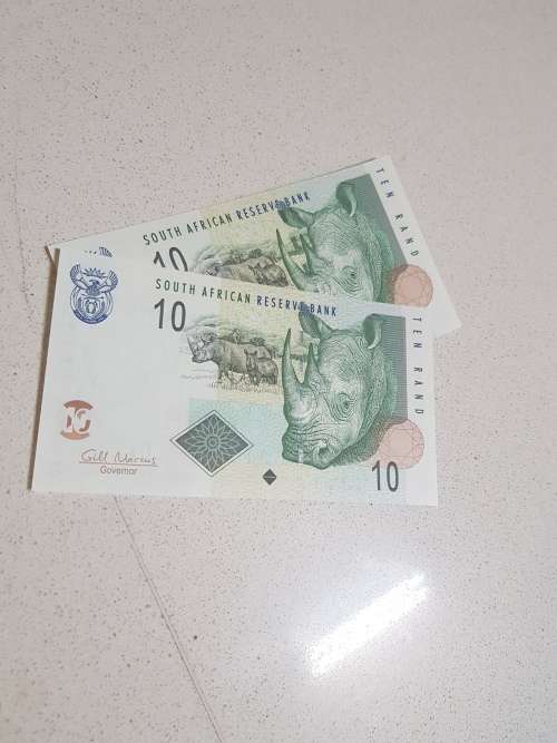 2 TIMES UNC TEN RAND NOTES GILL MARCUS